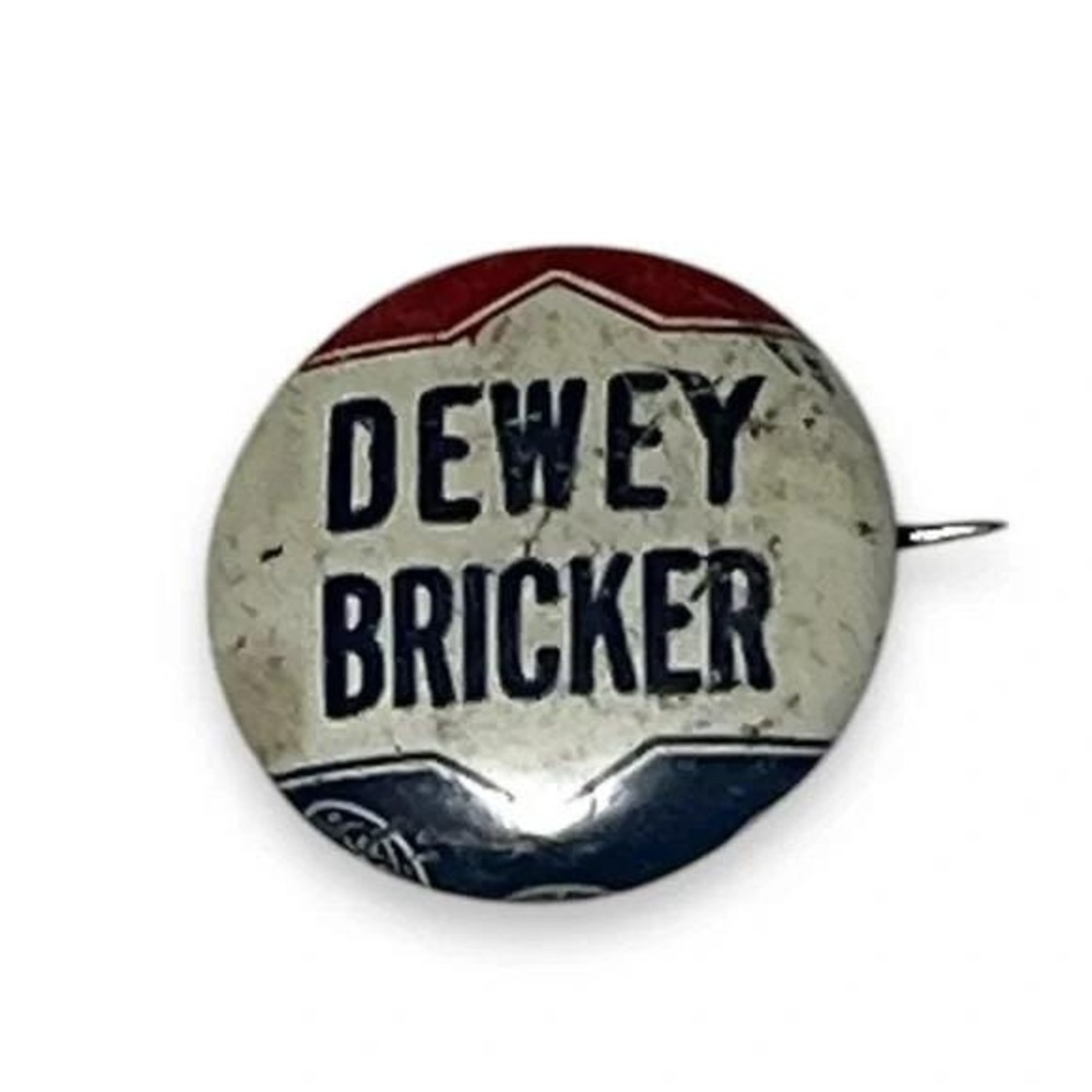 Dewey Bricker 1944 Presidential Thomas Dewey Political Campaign Button A18